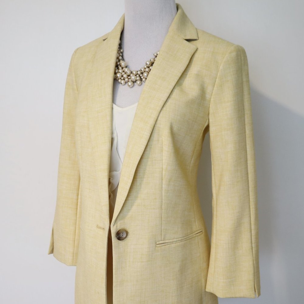 Ann Taylor Pale Yellow Linen-Blend Blazer